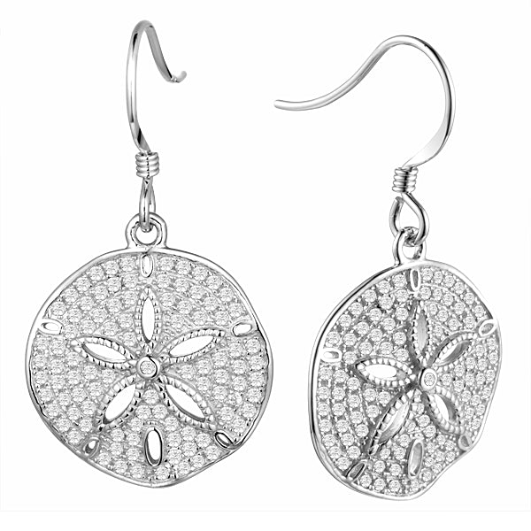 Sterling Silver CZ Sand Dollar Earrings