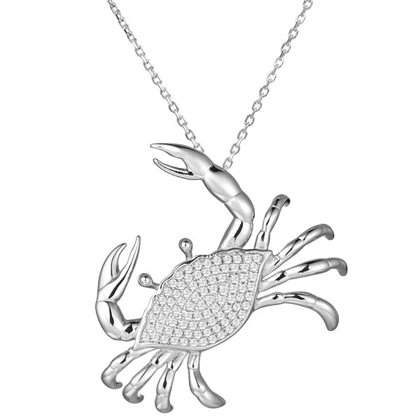 Sterling Silver CZ Crab Pendant