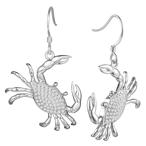 Sterling Silver CZ Crab Earrings