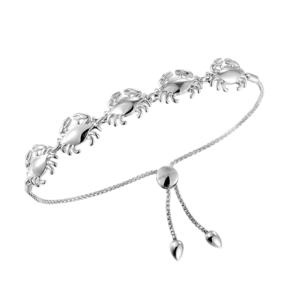 Sterling Silver Crab Adjustable Bolo Bracelet