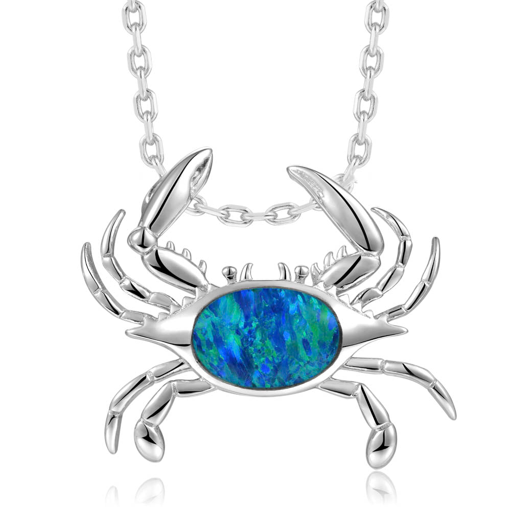 Sterling Silver Opalite Crab Pendant