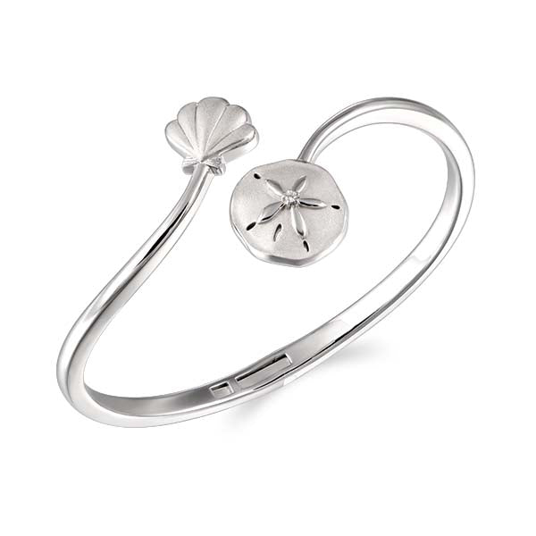 Sterling Silver Seashell Hinged Flexible Bracelet