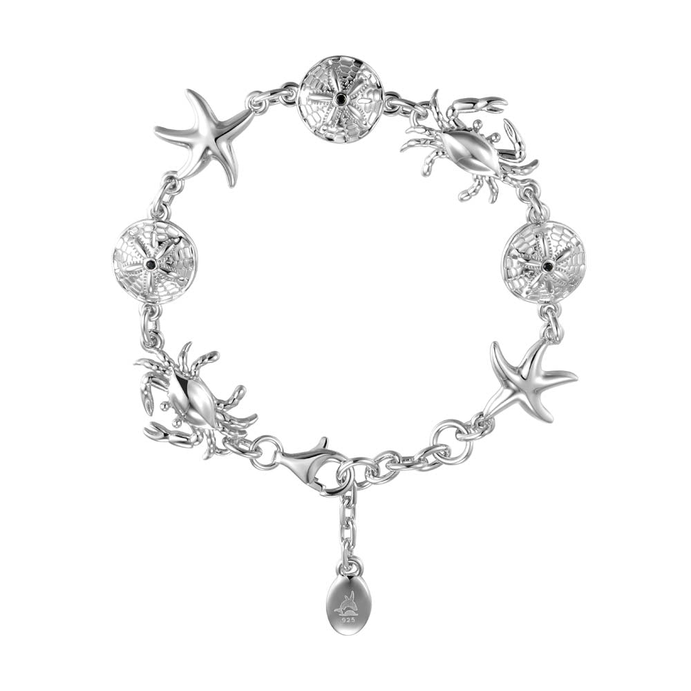 Sterling Silver Ocean Mix Link Bracelet