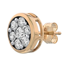 Load image into Gallery viewer, 10K Yellow Gold Bezel Diamond Cluster Earrings
