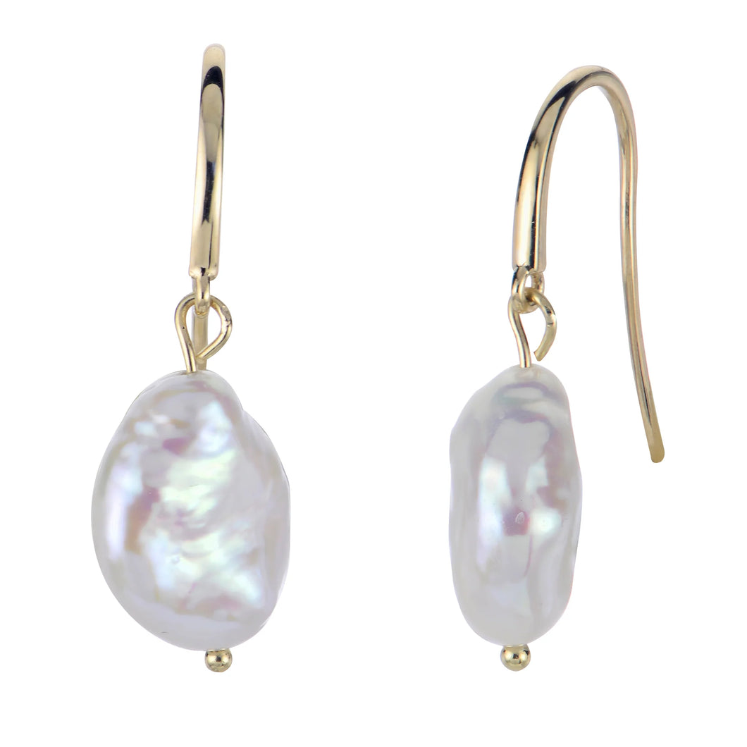 14KT Yellow Gold Freshwater Keshi Pearl Drop Earrings