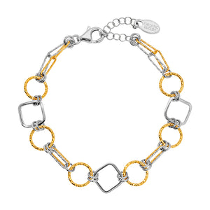 Sterling Silver and Gold Plated Geometric Bracelet