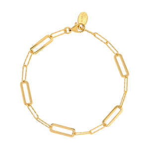 Yellow Gold Plated Rectangle Link Bracelet