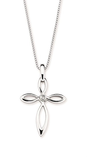 Sterling Silver Diamond Cross Pendant
