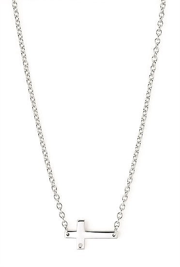 Sterling Silver Diamond Sideways Cross Pendant