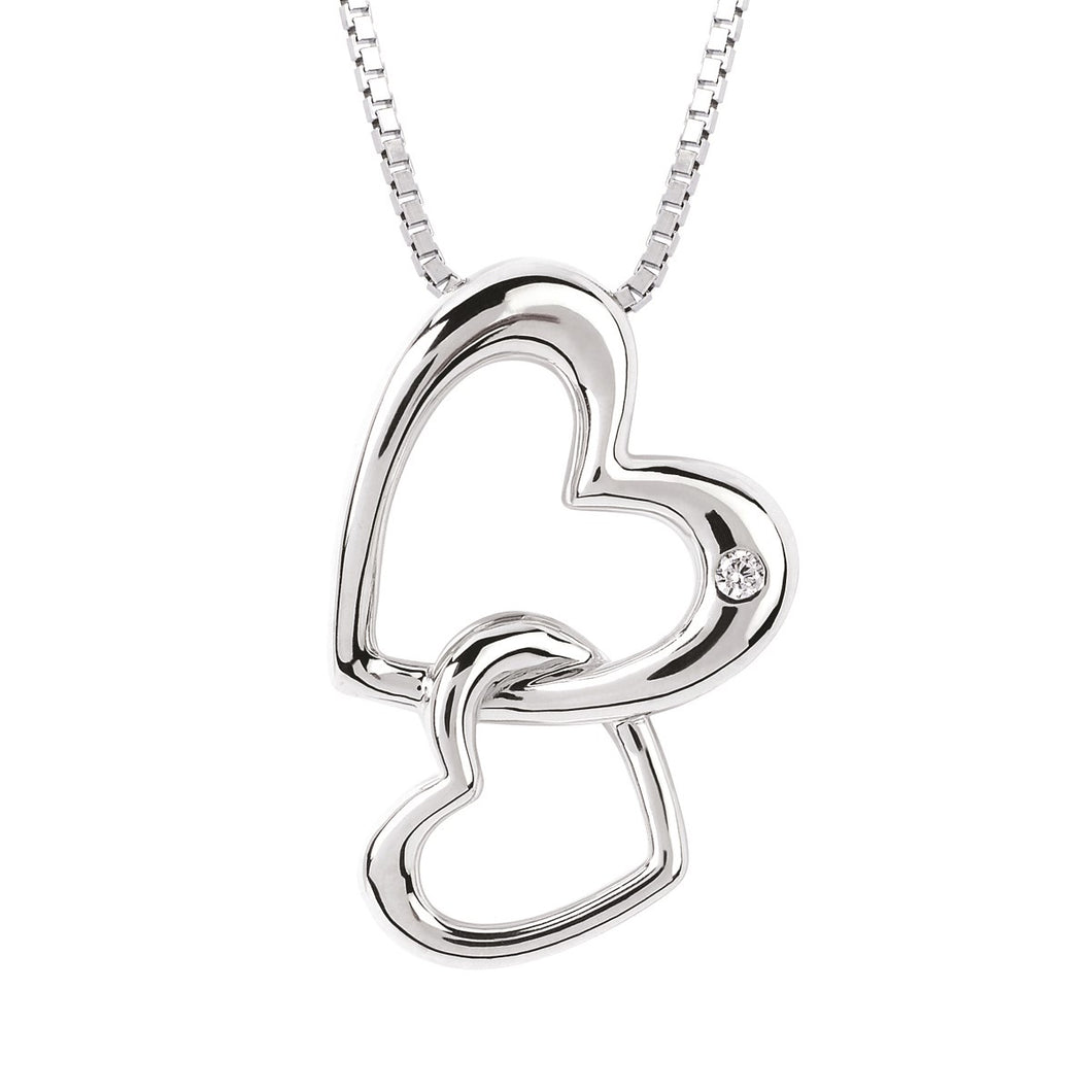 Sterling Silver Diamond Heart Pendant