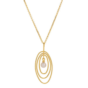 Gold-Plated Triple Oval Freshwater Pearl Pendant