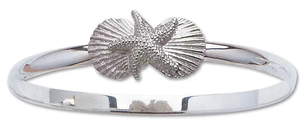 Sterling Silver Starfish and Seashell Bracelet