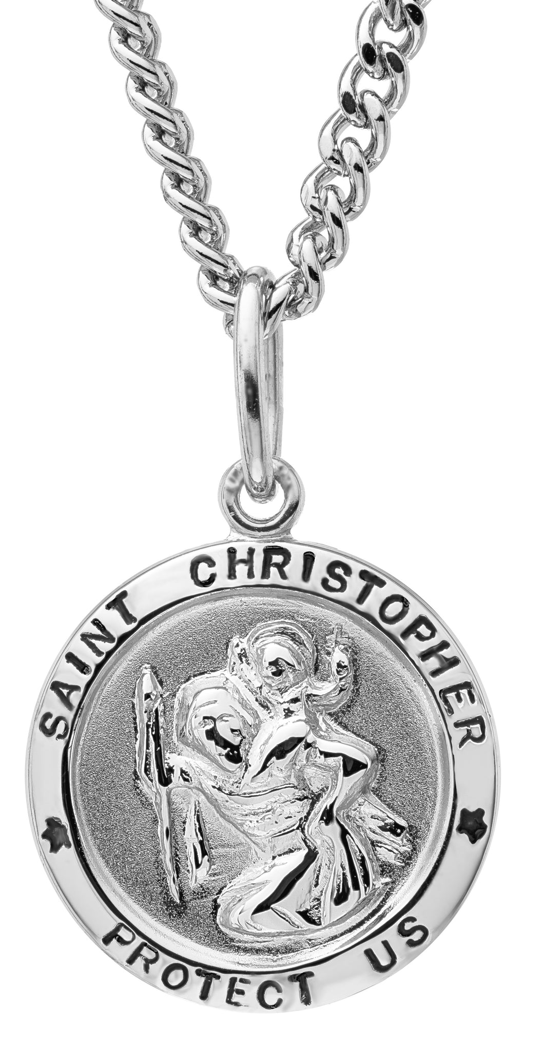 Sterling Silver Round St. Christopher Pendant