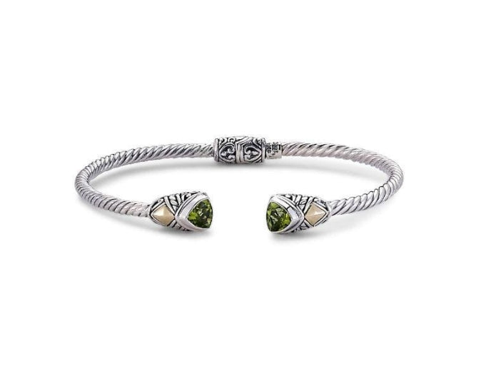Sterling Silver Peridot Twist Bangle