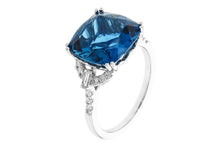Load image into Gallery viewer, 14K White Gold Diamond and London Blue Topaz Ring
