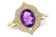 Load image into Gallery viewer, 14K Yellow Gold Amethyst and Diamond Accent Ring
