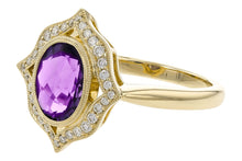Load image into Gallery viewer, 14K Yellow Gold Amethyst and Diamond Accent Ring
