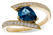 Load image into Gallery viewer, 14K Yellow Gold Diamond and London Blue Topaz Bypass Ring
