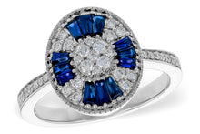Load image into Gallery viewer, 14K White Gold Diamond and Sapphire Oval Ring
