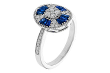 Load image into Gallery viewer, 14K White Gold Diamond and Sapphire Oval Ring
