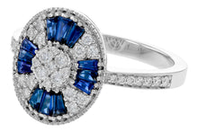 Load image into Gallery viewer, 14K White Gold Diamond and Sapphire Oval Ring
