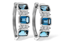 Load image into Gallery viewer, 14K White Gold Diamond and London Blue Topaz Earrings
