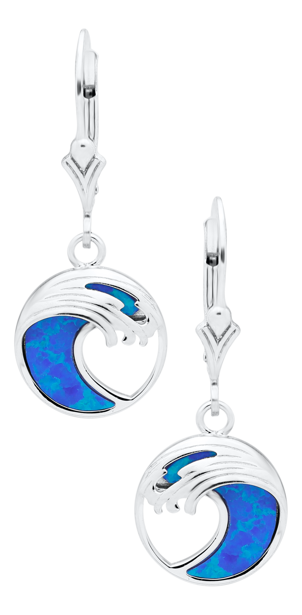 Sterling Silver Opal Wave Earrings