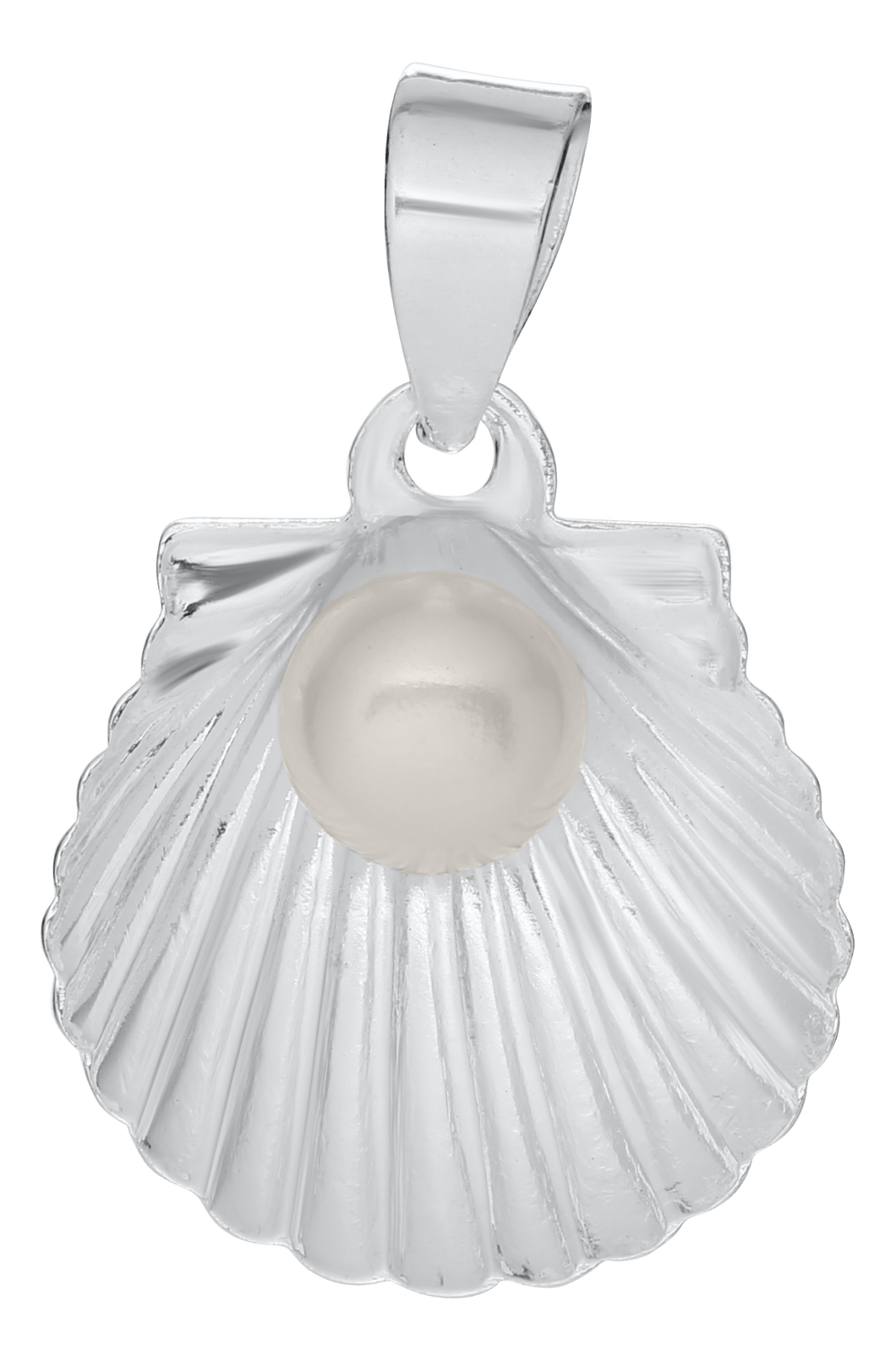 Sterling Silver Scallop Pearl Pendant