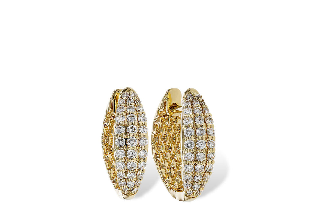 14K Yellow Gold Diamond Hoop Earrings