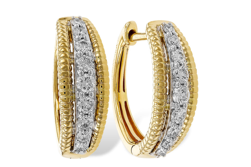 14K Two-Tone Diamond Hoop Earrings