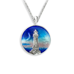 Sterling Silver Enamel Lighthouse Pendant