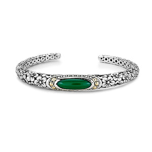 Sterling Silver and 18K Gold Malachite Bangle