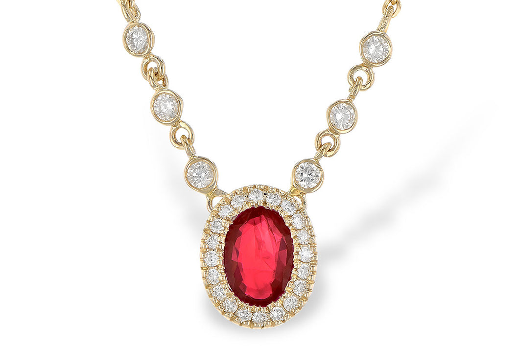 14K Yellow Gold Ruby and Diamond Pendant
