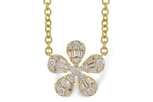 Load image into Gallery viewer, 14K Yellow Gold Diamond Floral Pendant
