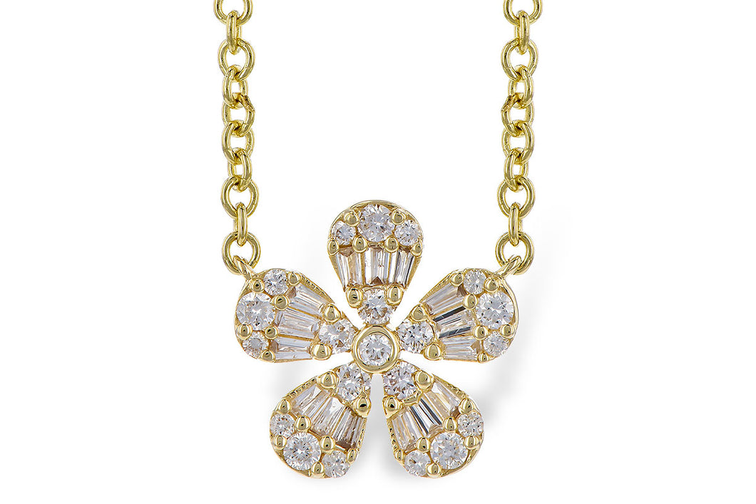 14K Yellow Gold Diamond Floral Pendant