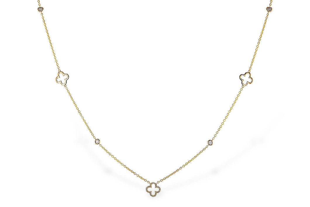 14K Yellow Gold Diamond Station Necklace