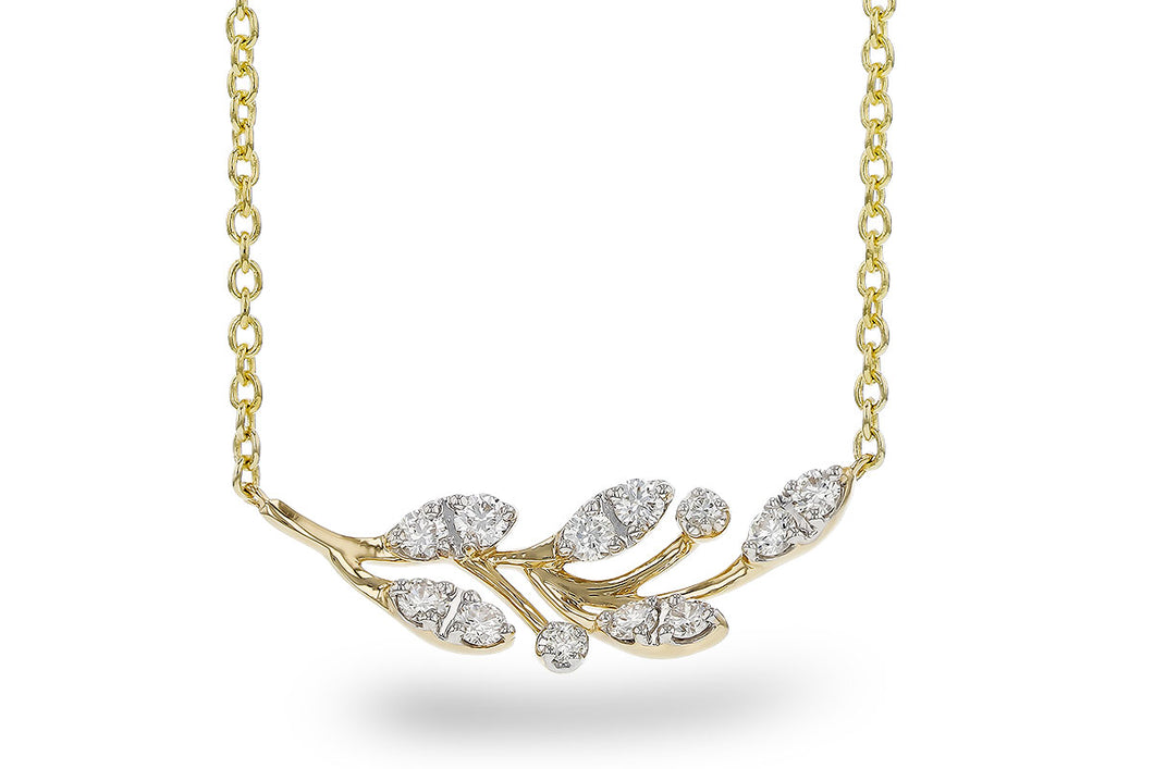 14K Yellow Gold Diamond Floral Necklace