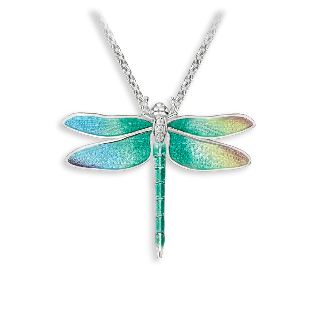 Sterling Silver Rainbow Dragonfly Pendant