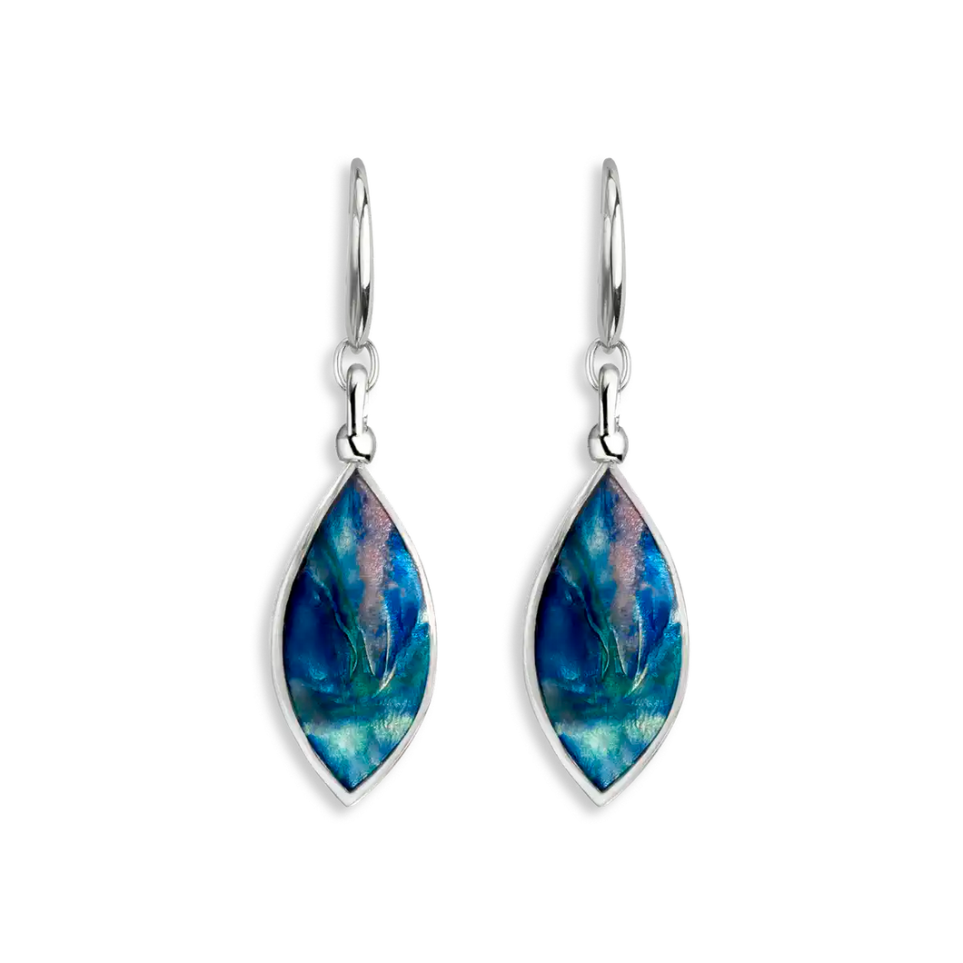 Blue Color Aurora Marquise Twist Wire Earrings