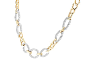 14K Gold Diamond Oval Link Necklace