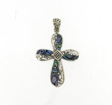 Load image into Gallery viewer, Sterling Silver Abalone Cross Pendant
