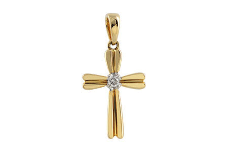 14K Gold Diamond Center Cross Pendant on a Chain