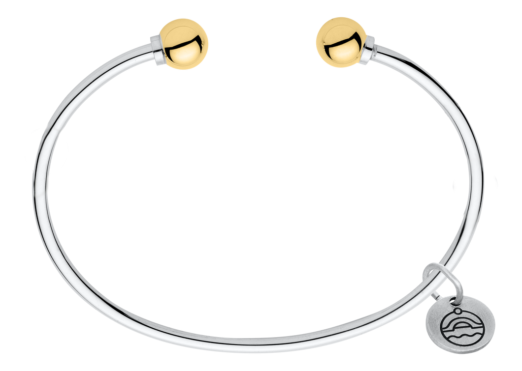 Sterling Silver Gold Ball Bangle