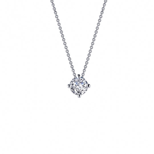 Sterling Silver Simulated Diamond Solitaire Pendant