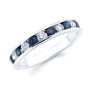 Sapphire and Diamond Channel Set Band