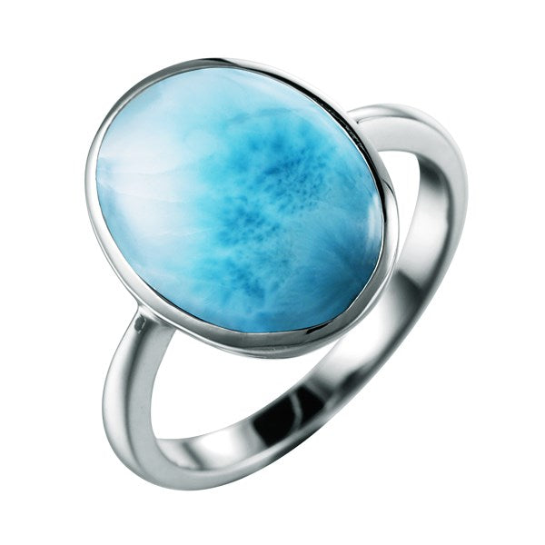 Larimar Sterling Silver Oval Ring