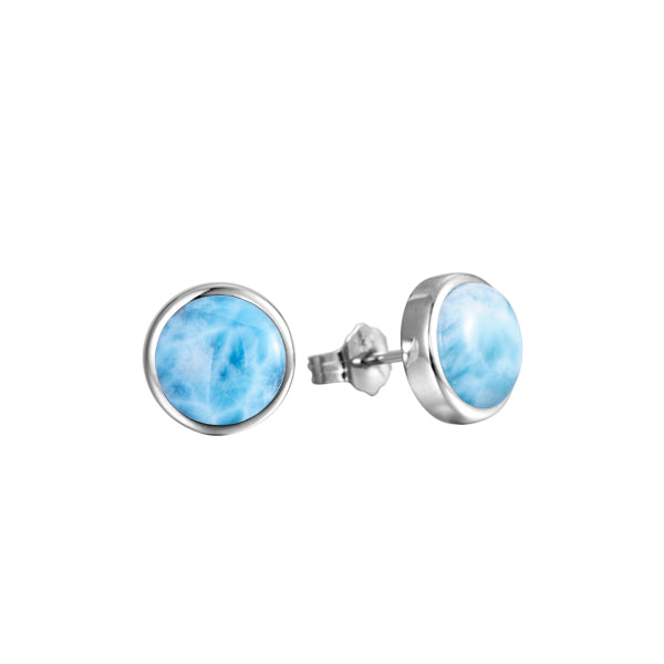 Larimar Sterling Silver 9mm Circle Post Earring
