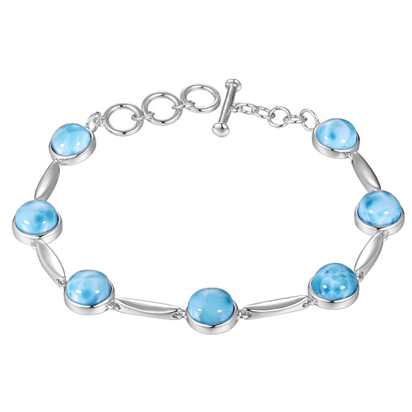 Larimar Sterling Silver Circle Link Bracelet