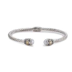 Sterling Silver and 18K Gold Freshwater Pearl Bracelet