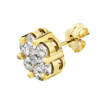 Load image into Gallery viewer, 10K Yellow Gold Diamond Cluster Earrings
